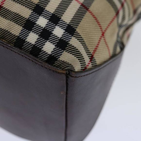 BURBERRY Nova Check Blue Label Hand Bag Canvas Beige Auth bs13348 - Picture 9 of 16